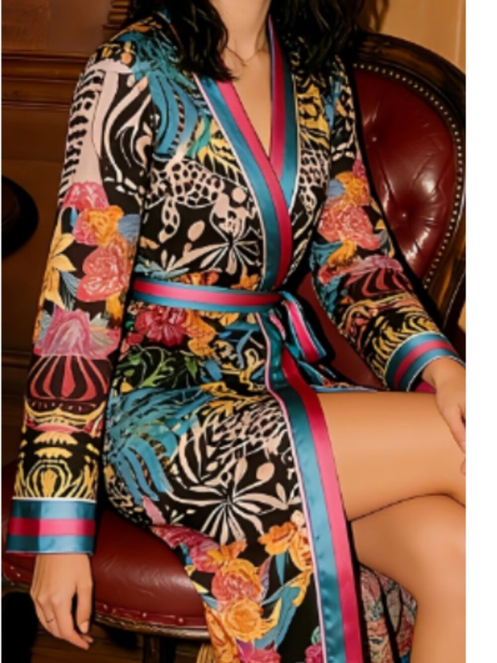 NWOT Stylish Satin Floral Kimono Robe XL
